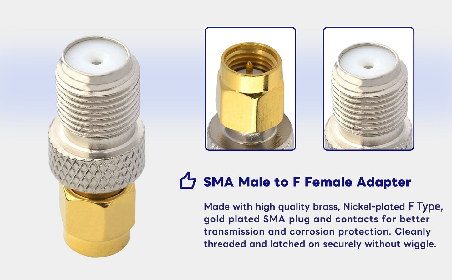 Boobrie SMA Coaxial Cable Connector SMA to F Coax Connector F Female to SMA Male Adapter for LAN/LMR Wireless Antenna Devices/RF Coaxial Cable/WiFi Radios External Antenna Pack of 2