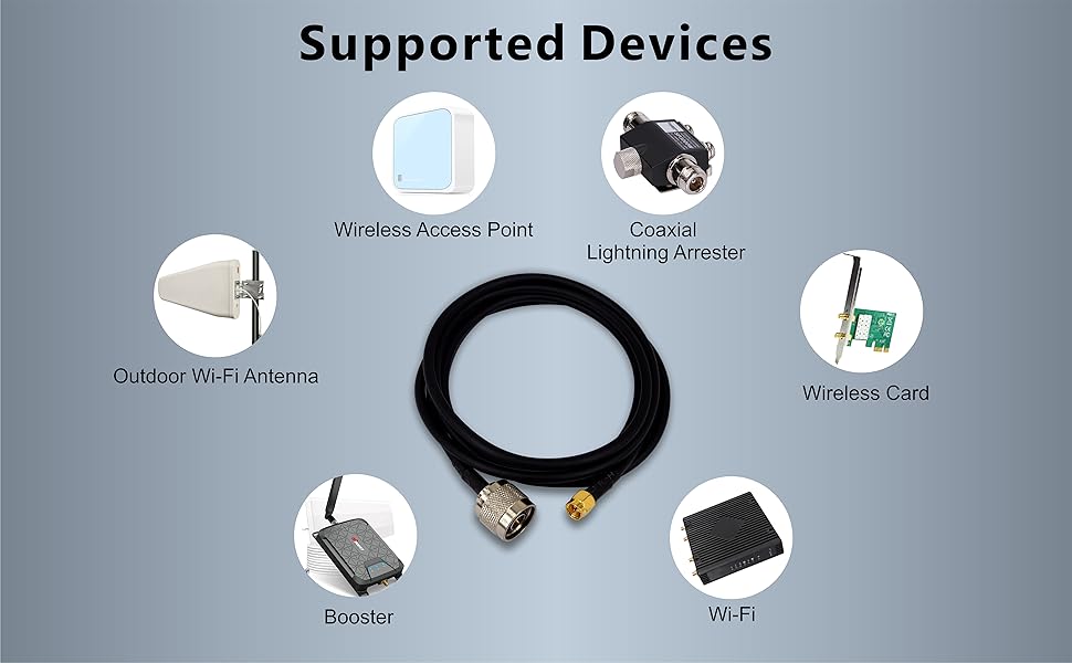 BOOBRIE Type-N Extension Cable N Type Male to SMA Male Coax Cable 6.5ft N Type to SMA RG58 Coaxial Cable Low Loss Type-N Jumper Cable for CB Ham Amateur Two-Way Radio Application/PCI Card/Access Point