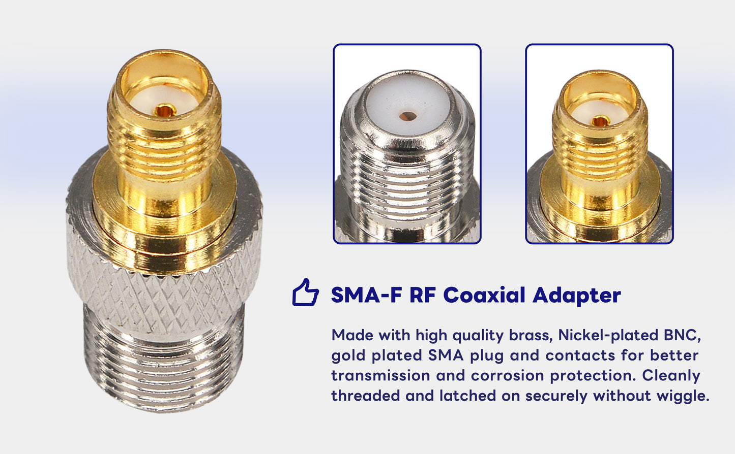 BOOBRIE SMA Antenna Adapter F Type Connector F Female (Jack) to SMA Female (Jack) RF Coaxial Connector for Antennas/Wireless/LAN Devices/Coaxial Cable Pack of 2