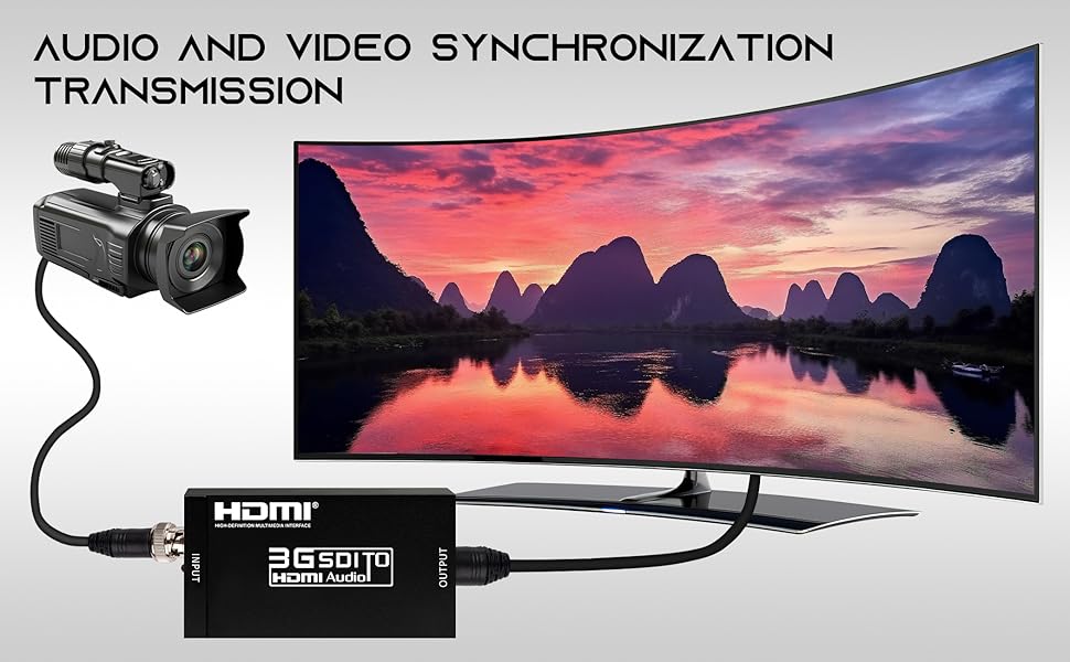 Boobrie SDI to HDMI Converter, Full HD 1080P Video Audio Adapter Supports SD/HD/3G-SDI to HDMI Conversion for Camera Monitor Projector Display