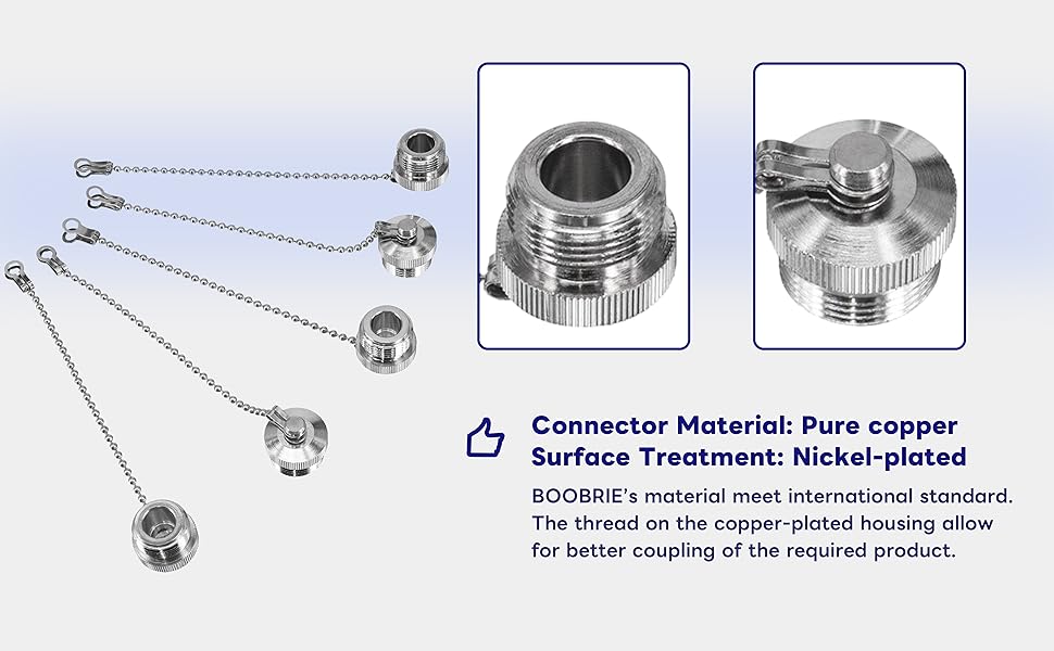 BOOBRIE 5PCS UHF/N-Type Dust Cap for UHF Male Dust Cap RF PL259 Connector Protective Cover with Chain N-Type Male Coax Cap Nickel-Plated