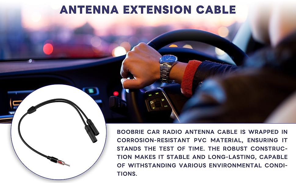 BOOBRIE Universal Radio Antenna Cable 40CM 2 Female to 1 Male DIN Car Radio Y Antenna Adapter Plug Cable Car Antenna Audio Car Antenna Stereo Radio Converter Splitter Cable