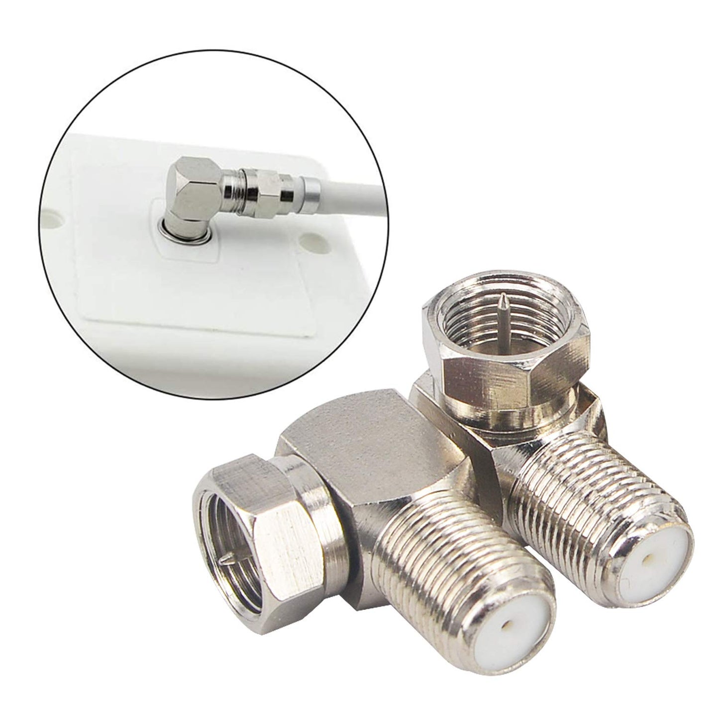 BOOBRIE 90 Degree F Coaxial Connector Right Angle F-Type Coax Connector F Type Male to Female Adapter Coaxial RG6 Adapter Satellite Cable Connector for Coax Cable Wall Plates Satellite SKY Virgin 5PCS