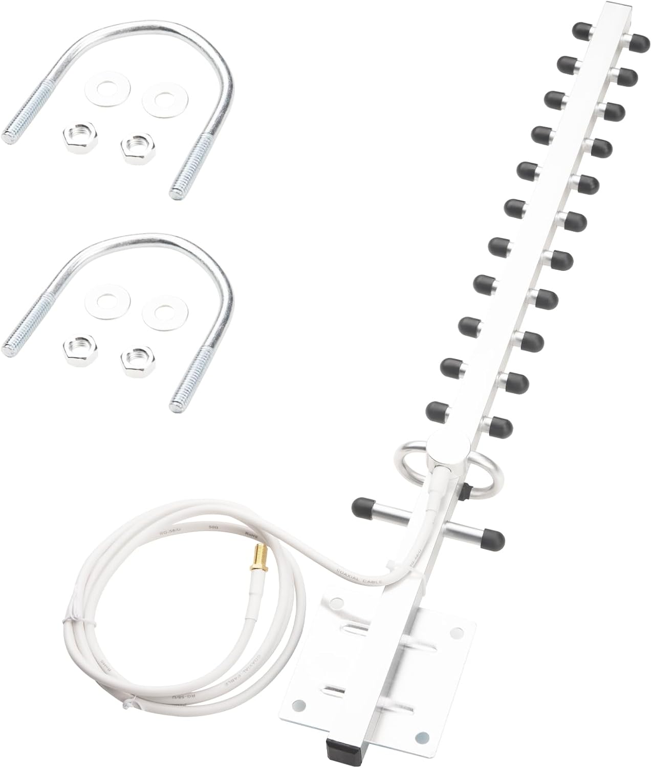 BOOBRIE Dual Band Yagi WiFI Antenna 2.4G/5.8G 8dBi Outdoor Directional Antenna High Gain RP-SMA Female Connector 4.92Ft RG58 Cable 13 Unit WIFi Yagi Antenna for Router Network Card WiFi Signal Booster