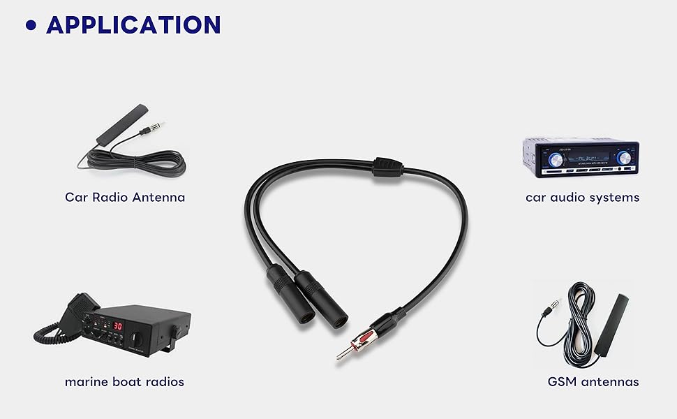 BOOBRIE Universal Radio Antenna Cable 40CM 2 Female to 1 Male DIN Car Radio Y Antenna Adapter Plug Cable Car Antenna Audio Car Antenna Stereo Radio Converter Splitter Cable