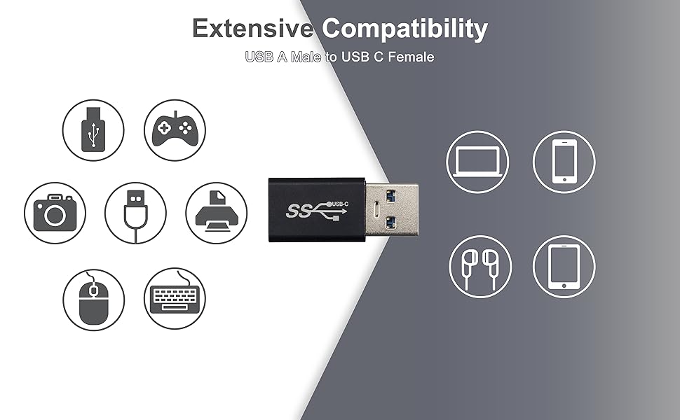 Boobrie USB-C Female to USB A Male Adapter USB 3.0 Male to USB-C Female Adapter Type C Female to USB Male Type C Charger Plug Power Converter for iWatch iPhone 11 12 13 14 Pro Max iPad MacBook 2-Pack