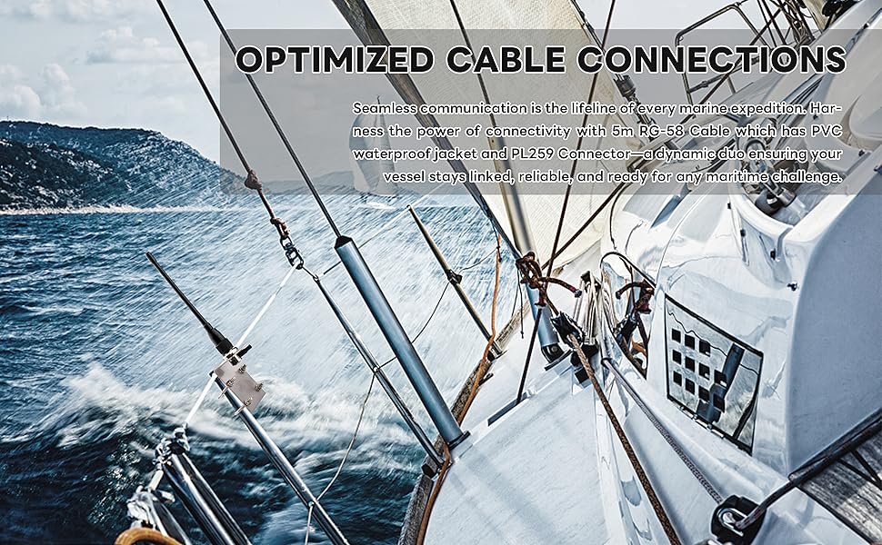 BOOBRIE 156-163MHz VHF Marine Antenna 20cm 2-4dbi Rubber Duck VHF Antenna with PL259 Connector UHF Male to UHF Female SO239 Right Angle 5M RG58 Upgraded 128 Cable