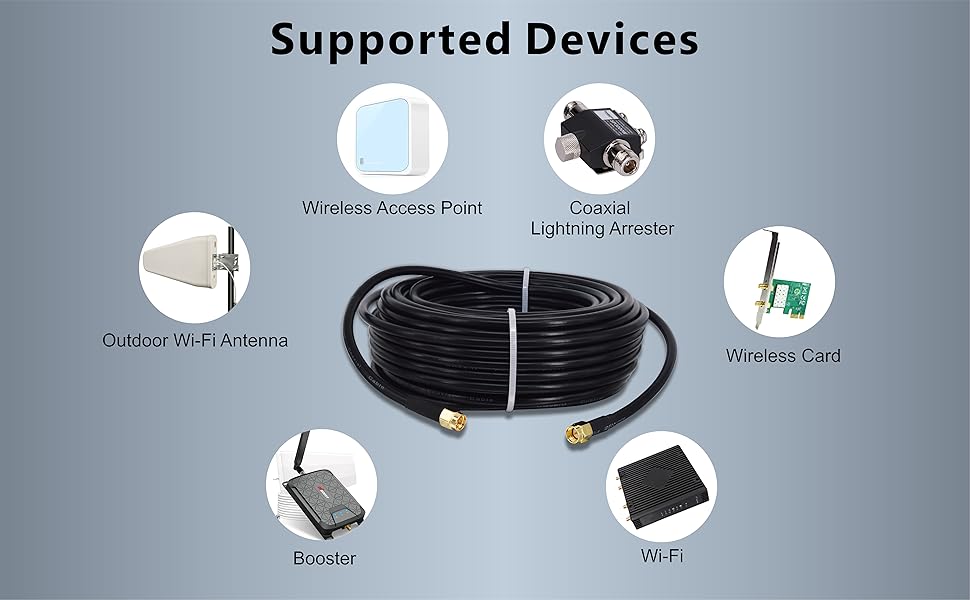BOOBRIE 10M SMA Male to Male Cable RG58 Coax Cable Low Loss WiFi Antenna Cable SMA Male to SMA Male Connector Cable SMA Male Coaxial Cable for 2G 3G 4G LTE FPV Antenna Wireless Router WLAN Power Cord