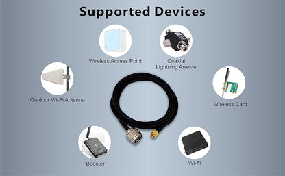 BOOBRIE Type-N Extension Cable N Type Male to SMA Male Coax Cable 6.5ft N Type to SMA RG58 Coaxial Cable Low Loss Type-N Jumper Cable for CB Ham Amateur Two-Way Radio Application/PCI Card/Access Point
