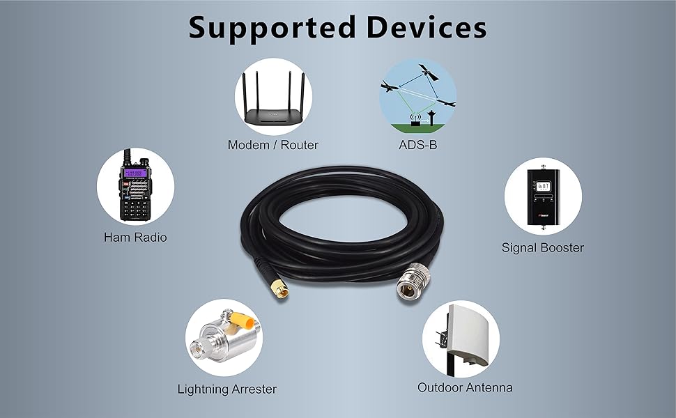 Boobrie Upgraded 5M N Female to SMA Male Coaixal RG58 Cable SMA to N Type Antenna Cable SuperFlex RG58 Low Loss 50ohms SMA Male to N Type Female RF Connector for 3G 4G 5G LTE ADS-B Ham GPS WiFi