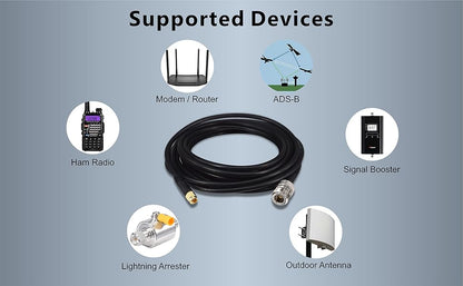 Boobrie Upgraded 5M N Female to SMA Male Coaixal RG58 Cable SMA to N Type Antenna Cable SuperFlex RG58 Low Loss 50ohms SMA Male to N Type Female RF Connector for 3G 4G 5G LTE ADS-B Ham GPS WiFi