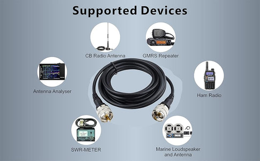 Boobrie Upgraded UHF Male to UHF Male Cable PL-259 Cable 3M RG58 SuperFlex RG58 CB Coax Cable Low Loss CB Radio Ham Radio Antenna Extension Cable for CB Ham Radio SWR Meter/Antenna Analyzer