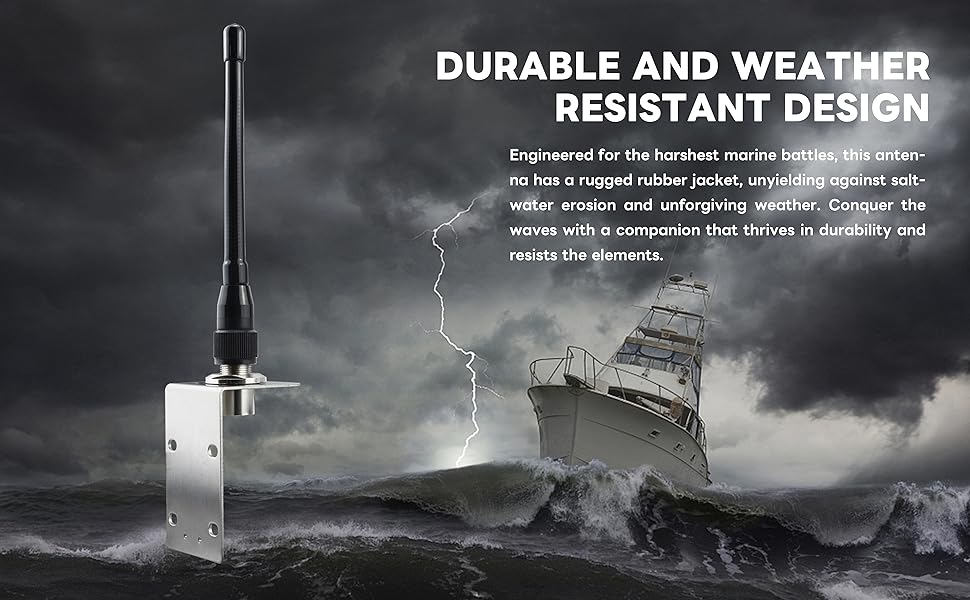 BOOBRIE 156-163MHz VHF Marine Antenna 20cm 2-4dbi Rubber Duck VHF Antenna with PL259 Connector UHF Male to UHF Female SO239 Right Angle 5M RG58 Upgraded 128 Cable