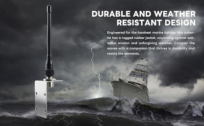 BOOBRIE 156-163MHz VHF Marine Antenna 20cm 2-4dbi Rubber Duck VHF Antenna with PL259 Connector UHF Male to UHF Female SO239 Right Angle 5M RG58 Upgraded 128 Cable