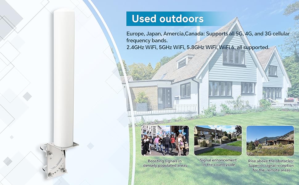 BOOBRIE 5G LTE Antenna Outdoor 600-6000MHz WiFi Antenna 10dBi LTE OmniDirectional Antenna SMA Male RG58 Cable 5M with SMA Female TS9 Male RG316 Cable 15CM and SMA Female to TS9 Male Adapter
