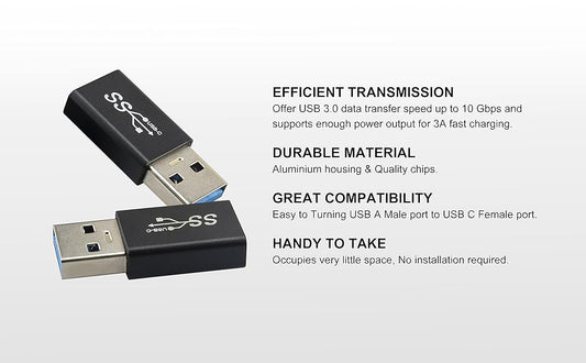 Boobrie USB-C Female to USB A Male Adapter USB 3.0 Male to USB-C Female Adapter Type C Female to USB Male Type C Charger Plug Power Converter for iWatch iPhone 11 12 13 14 Pro Max iPad MacBook 2-Pack