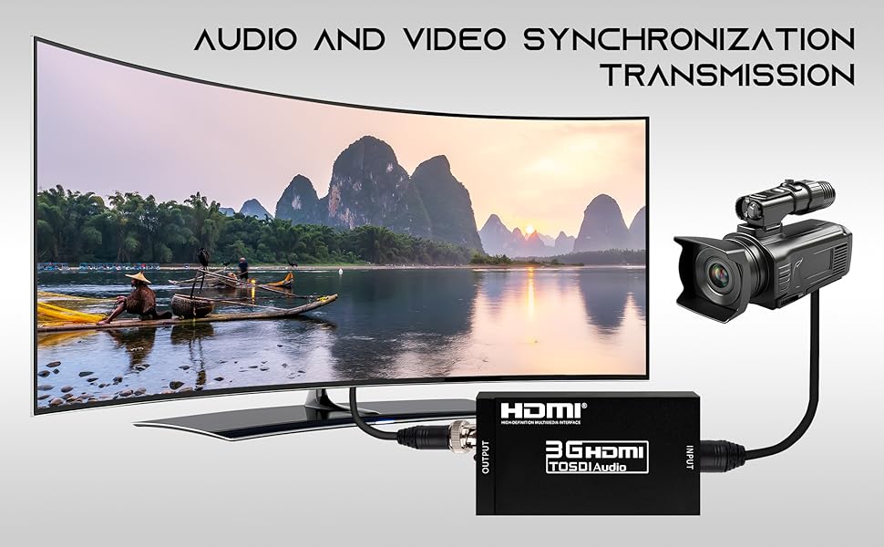 Boobrie HDMI to SDI Converter, 3G-SDI/HD-SDI Converter Audio Video Adapter Support 1080P 1080I for Camera Home Theater Monitora and Professional Video Production