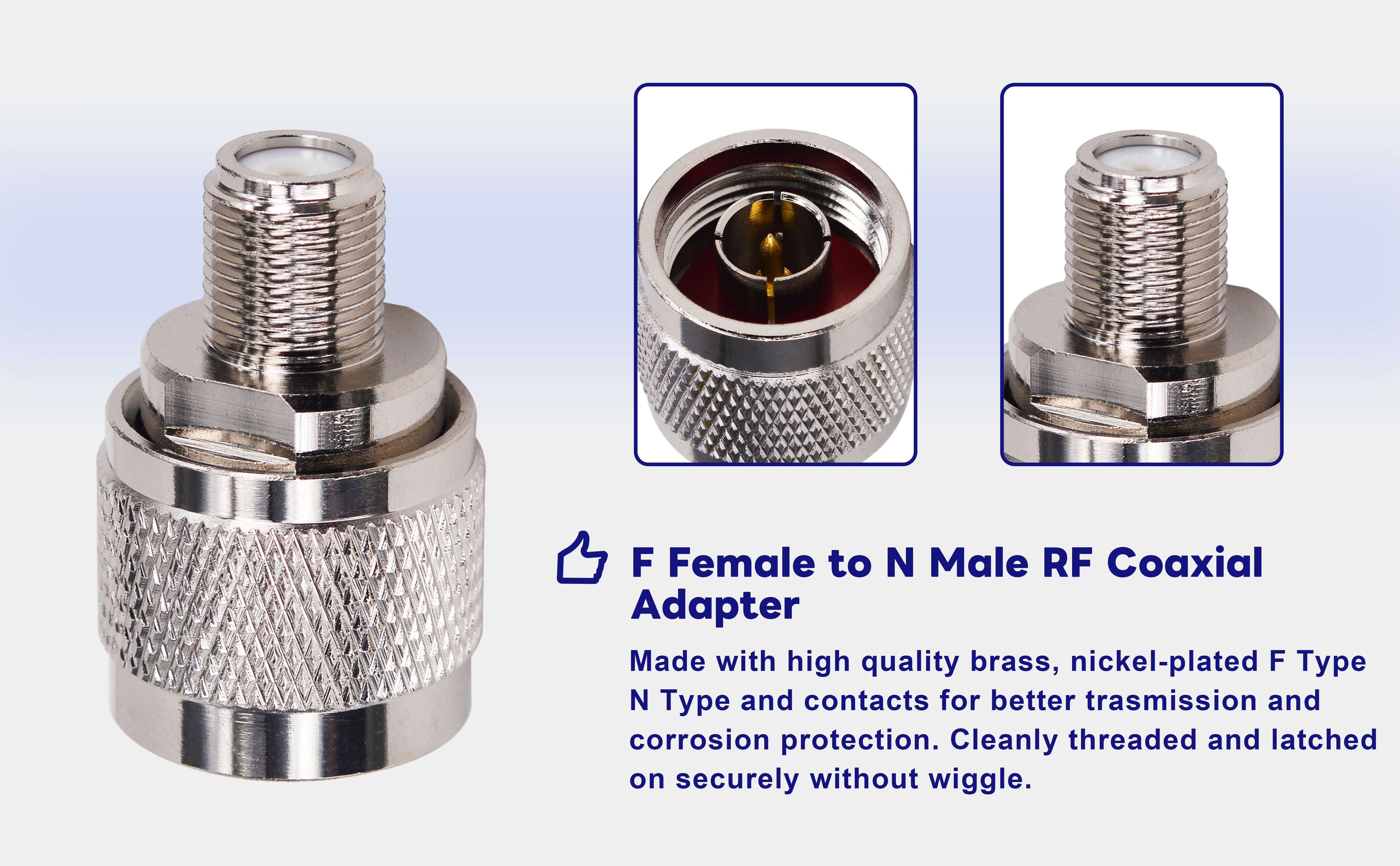 Rf Adapter Boobrie N to F Coax Connector N Male to F Female RF Coaxial Adapter N ...