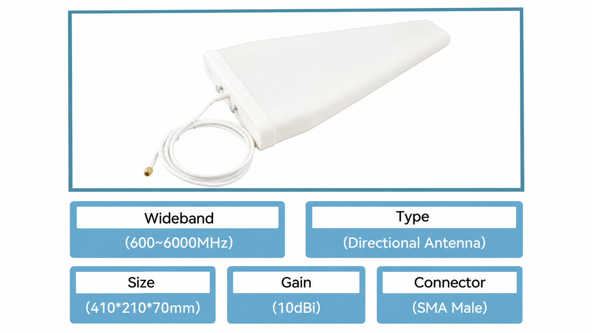 10DBi 600-6000Mhz Directional Antenna 4G LTE 5G WiFi Outdoor Antenna Wideband High Gain Yagi Antennas SMA Male Universal for Modem Routers Gateways Hotspot Cellular Signal Boost