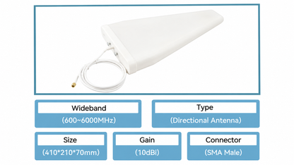 10DBi 600-6000Mhz Directional Antenna 4G LTE 5G WiFi Outdoor Antenna Wideband High Gain Yagi Antennas SMA Male Universal for Modem Routers Gateways Hotspot Cellular Signal Boost
