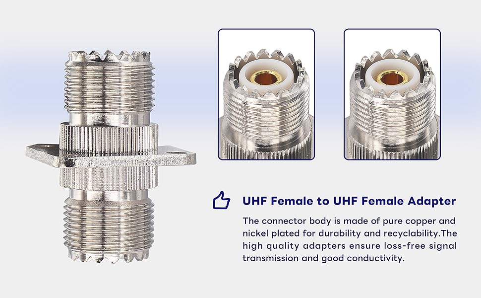 BOOBRIE UHF Female to UHF Female Coupler RF Straight Coaxial Connector SO-239 SO239 Flange Panel Mount Connector SO239 PL259 UHF VHF Antenna 4 Hole Flange Panel Mount Adapter Pack of 2