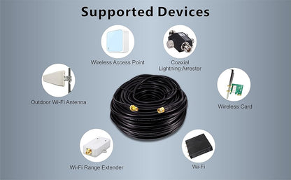 Boobrie Upgraded 30M SMA WiFi Antenna Extension Cable RG58 SMA Male to SMA Female Cable 50ohms SMA Extension Cable Low Loss 4G Antenna Wifi Router Extension Cable 3G 4G LTE WiFi Antenna Wireless