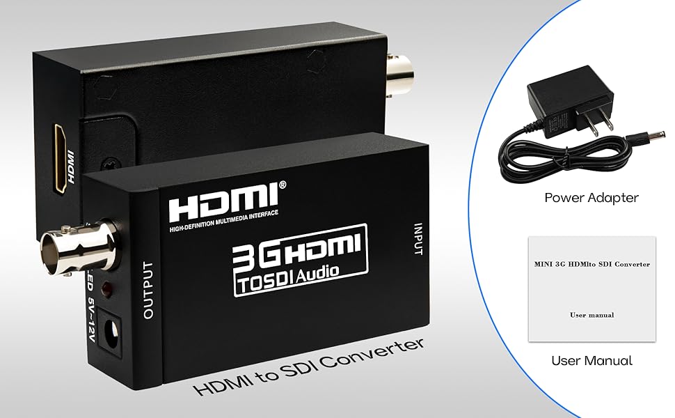 Boobrie HDMI to SDI Converter, 3G-SDI/HD-SDI Converter Audio Video Adapter Support 1080P 1080I for Camera Home Theater Monitora and Professional Video Production