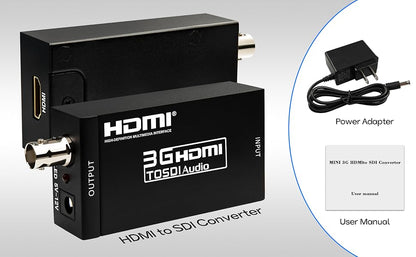 Boobrie HDMI to SDI Converter, 3G-SDI/HD-SDI Converter Audio Video Adapter Support 1080P 1080I for Camera Home Theater Monitora and Professional Video Production