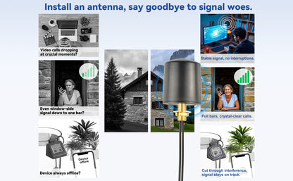 BOOBRIE 2x2 MIMO Omnidirectional Antenna 600-6000MHz 5G 4G LTE 3G Outdoor Antenna with 2x16.4ft BMR100 SMA Male Cables for Router Gateway, T-Mobile/Verizon/AT&T Home Internet