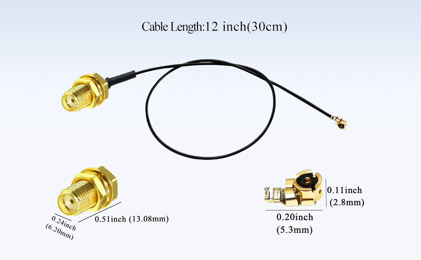 BOOBRIE 5PCS SMA to IPX UFL Extension Cable, 12inch (30cm) SMA Female to IPX MHF1 Cord Antenna Pigtail Cable, Low Loss 1.13mm MHF1 to SMA Bulkhead Coaxial Cable 50ohm for Mini PCI, Network Card.