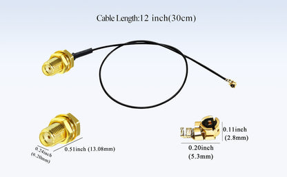 BOOBRIE 5PCS SMA to IPX UFL Extension Cable, 12inch (30cm) SMA Female to IPX MHF1 Cord Antenna Pigtail Cable, Low Loss 1.13mm MHF1 to SMA Bulkhead Coaxial Cable 50ohm for Mini PCI, Network Card.
