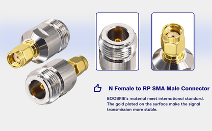 Boobrie N Male to RP SMA Male Connector N Female to RP SMA Male Connector 4PCS N to RP-SMA Male Connector Kit RP-SMA to N Type for WiFi Antenna CB Radio Antenna Broadcast Transmitter Netgear TP-Link