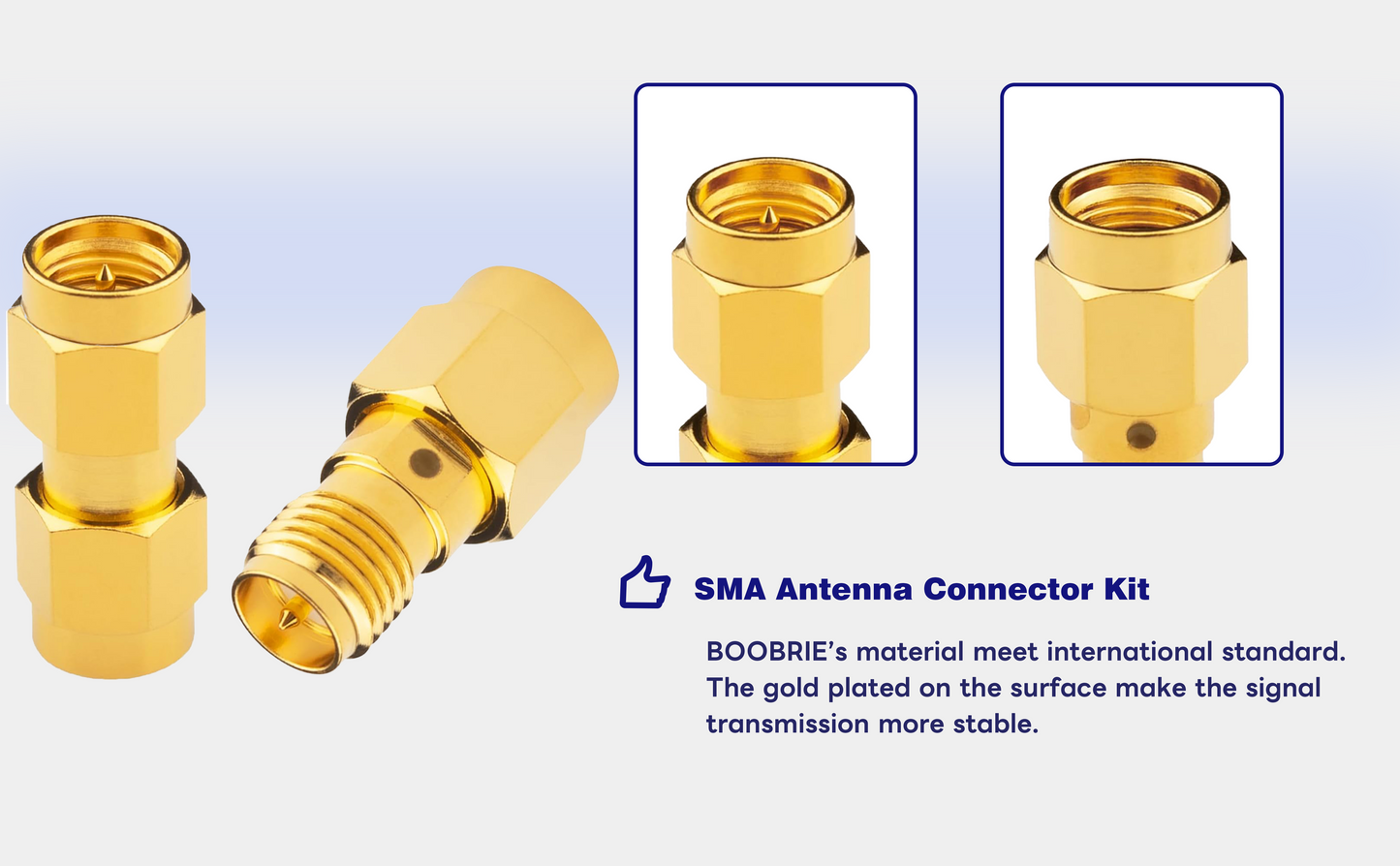 Boobrie 4-Pack SMA Antenna Connector Kit Upgrade 2 Type SMA Male to Male+RP-SMA Male to RPSMA Female RF Coax Adapter DC-18GHz VSWR ≤1.15 SMA RP SMA Adapter for FPV Antennas WiFi Router Signal Booster
