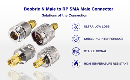 Boobrie N Male to RP SMA Male Connector N Female to RP SMA Male Connector 4PCS N to RP-SMA Male Connector Kit RP-SMA to N Type for WiFi Antenna CB Radio Antenna Broadcast Transmitter Netgear TP-Link