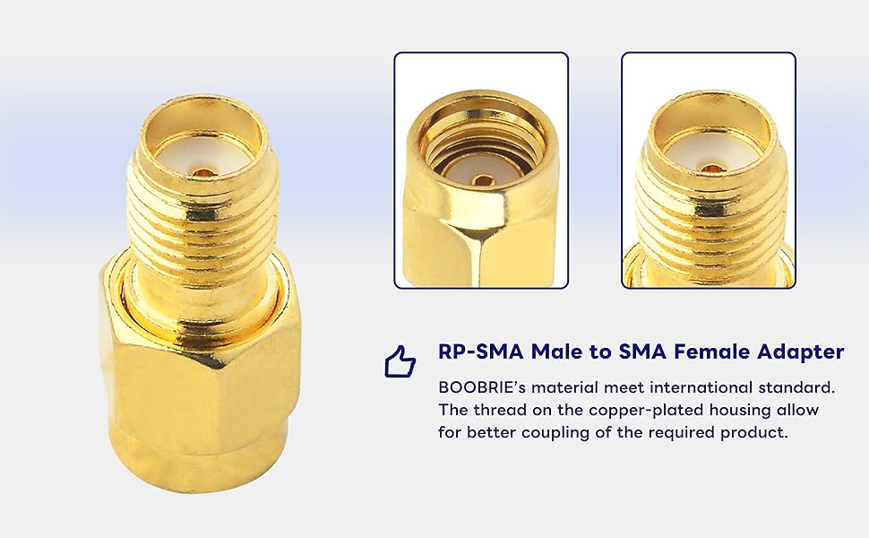 BOOBRIE SMA Coaxial Coax Adapter SMA Female (No Pin) to RP-SMA Male (N