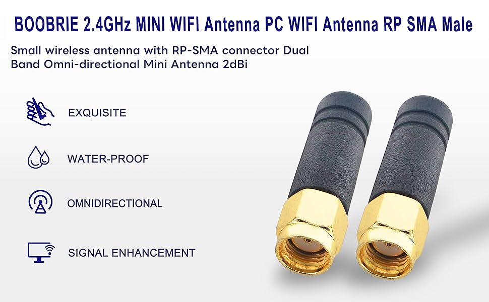 Antenna Connector Computer BOOBRIE 2.4GHz Wireless Antenna Mini PC WIFI Antenna RP-SMA Male 3CM O