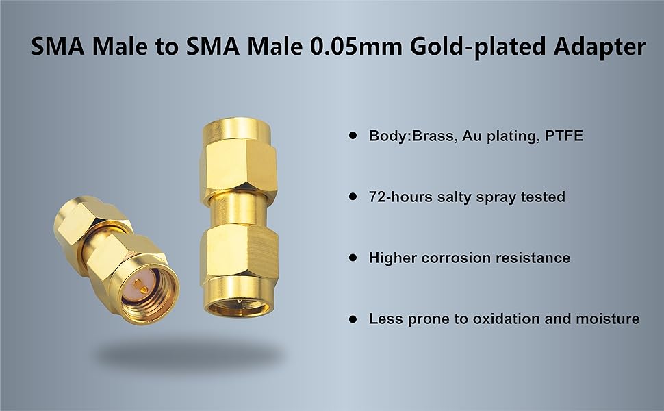 Boobrie 2-Pack SMA Male to SMA Male Adapter 0.05 Gold-plated Extension SMA WiFi Adapter SMA to SMA Adapter SMA Male Straight Gold Plated Adapter for FPV Drone Signal Booster Wireless LAN Device