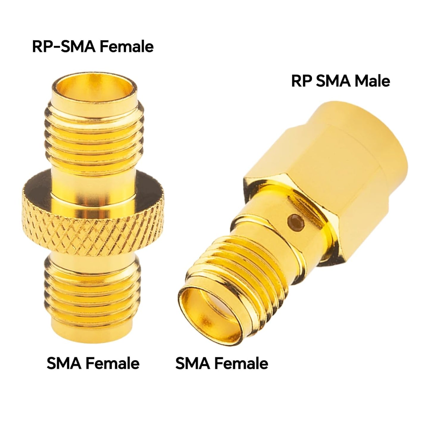 Boobrie 4PCS RP-SMA Connector Kit RP SMA SMA Upgrade Gender Changer SMA Female to RP-SMA Male/Female RF Coax Adapter 2 Set DC-18GHz VSWR ≤1.15 SMA to RP SMA for FPV Antennas WiFi Router Signal Booster