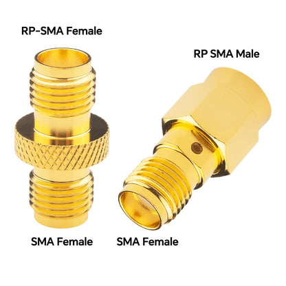 Boobrie 4PCS RP-SMA Connector Kit RP SMA SMA Upgrade Gender Changer SMA Female to RP-SMA Male/Female RF Coax Adapter 2 Set DC-18GHz VSWR ≤1.15 SMA to RP SMA for FPV Antennas WiFi Router Signal Booster