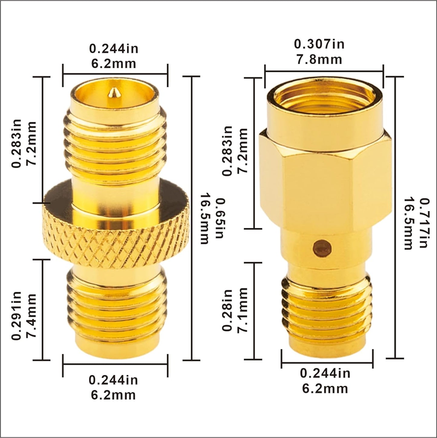 Boobrie 4PCS RP-SMA Connector Kit RP SMA SMA Upgrade Gender Changer SMA Female to RP-SMA Male/Female RF Coax Adapter 2 Set DC-18GHz VSWR ≤1.15 SMA to RP SMA for FPV Antennas WiFi Router Signal Booster