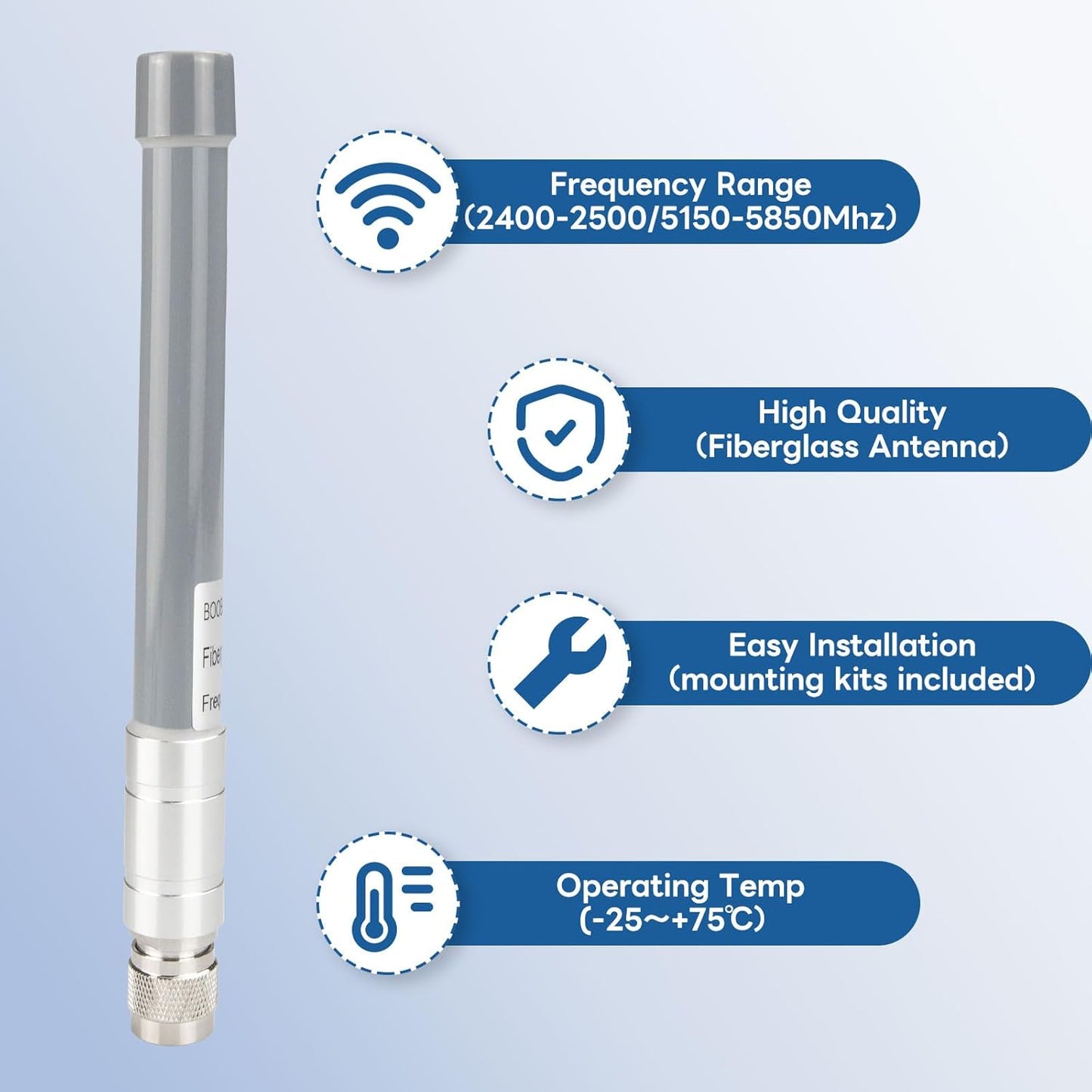 Boobrie Dual Band WiFi Antenna 2.4GHz/5.8GHz 3dBi N Male Fiberglass Outdoor Antenna Omni-Directional for Wireless Security IP Camera Hotspot WiFi Router WiFi Extender Video Surveillance Monitor