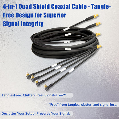 Boobrie 6.1M/20FT SMA Male 90 Degree to SMA Female Cable - Low Loss Quad-195 Coaxial Cable SMA Right Angle to SMA Extension Cable Ultra Low Loss for 5G Cellular Routers, Gateways & 4x4 MIMO Antennas,4 in 1