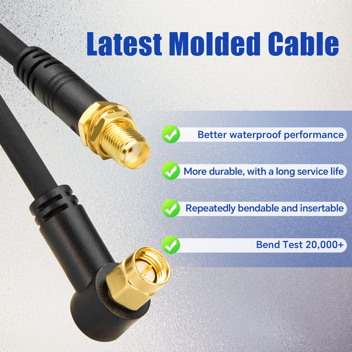 Boobrie 6.1M/20FT SMA Male 90 Degree to SMA Female Cable - Low Loss Quad-195 Coaxial Cable SMA Right Angle to SMA Extension Cable Ultra Low Loss for 5G Cellular Routers, Gateways & 4x4 MIMO Antennas,4 in 1