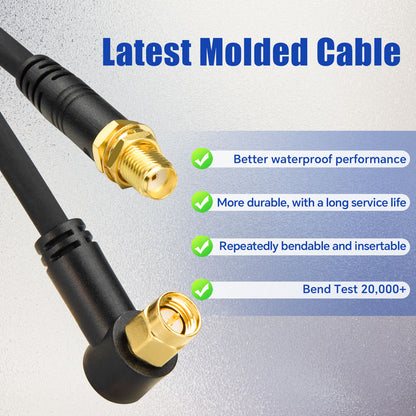 Boobrie 6.1M/20FT SMA Male 90 Degree to SMA Female Cable - Low Loss Quad-195 Coaxial Cable SMA Right Angle to SMA Extension Cable Ultra Low Loss for 5G Cellular Routers, Gateways & 4x4 MIMO Antennas,4 in 1