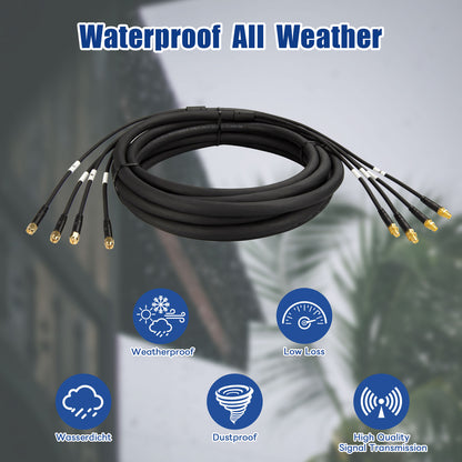 Boobrie Quad 195 SMA Extension Cable SMA Male to SMA Female Coaxial Cable Ultra Low Loss for 5G/4G Routers & Gateways (T-Mobile, Verizon, AT&T) SMA 4-in-1