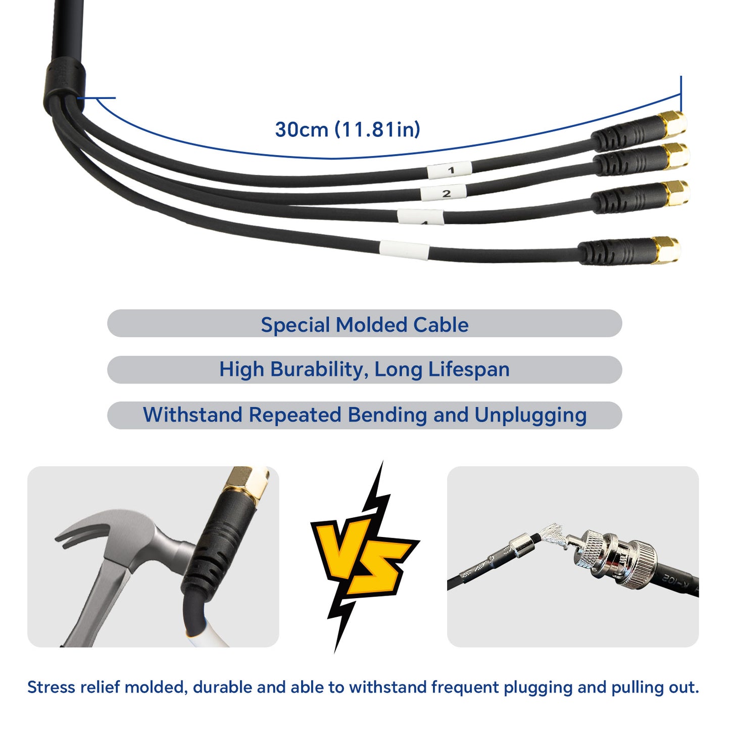 Boobrie Quad 195 SMA Extension Cable SMA Male to SMA Female Coaxial Cable Ultra Low Loss for 5G/4G Routers & Gateways (T-Mobile, Verizon, AT&T) SMA 4-in-1
