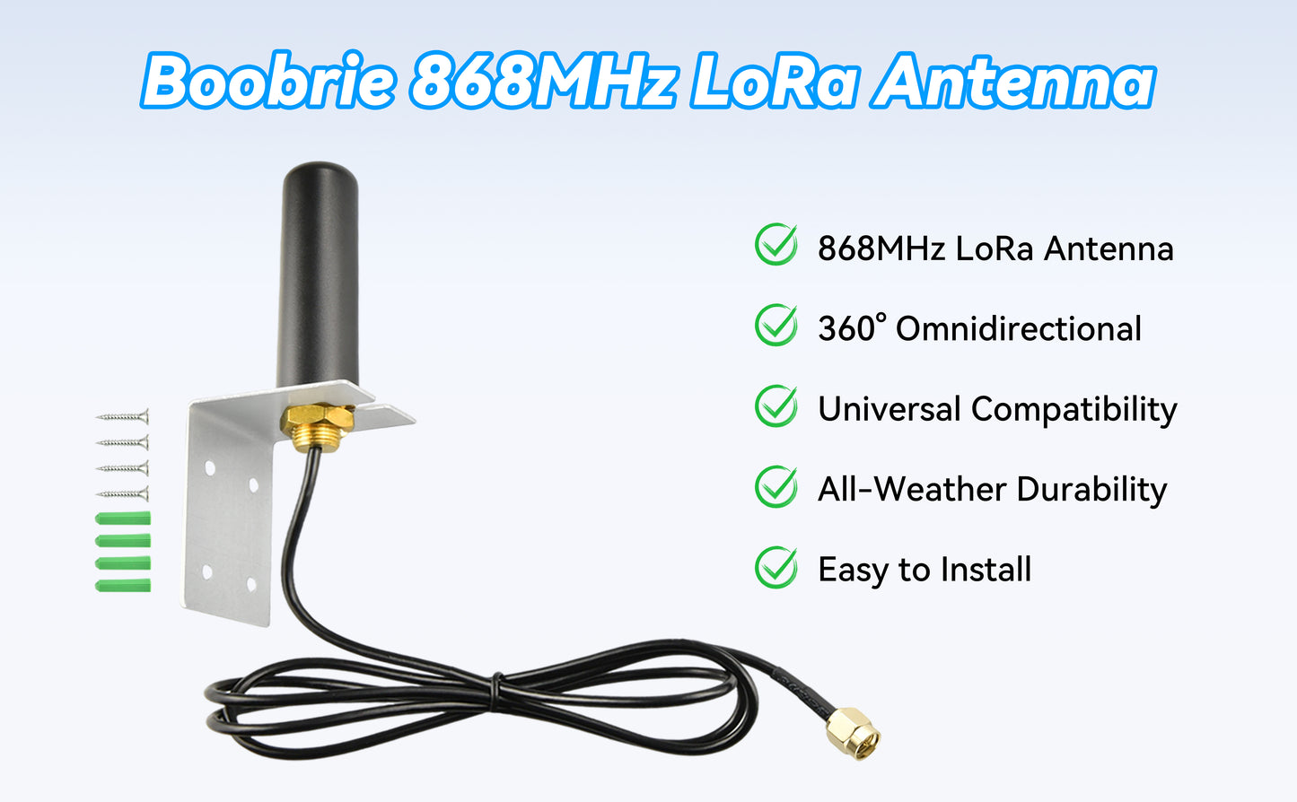 Boobrie Indoor Outdoor Omnidirectional Antenna 5dBi Gain SMA Male 1m/3.28ft Low-loss Cable