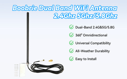 Boobrie Outdoor Wall Mount Antenna Omnidirectional 3dBi Gain 50Ω 3m/9.84ft RG58 Cable SMA Male