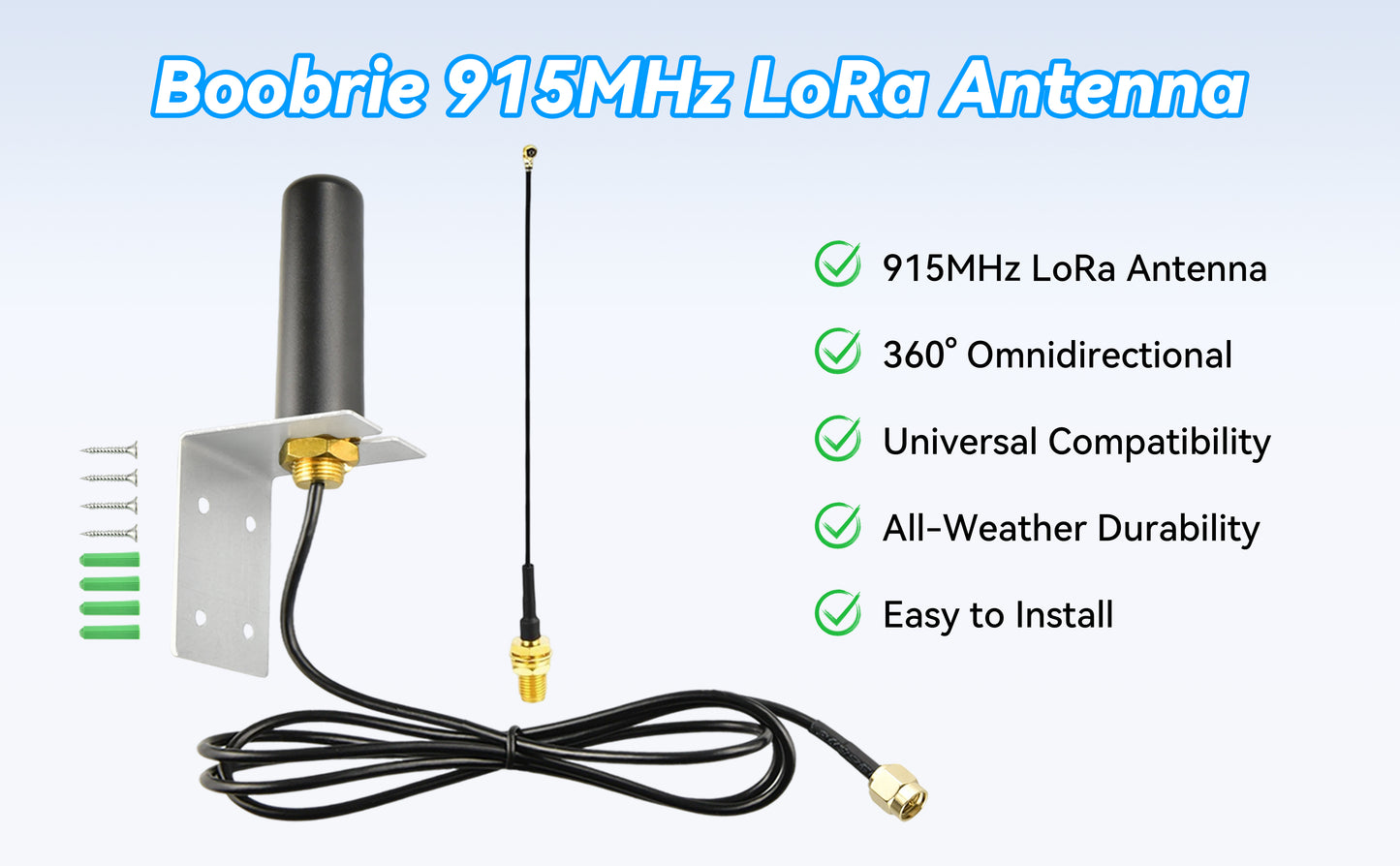 Boobrie Indoor Outdoor Omnidirectional Antenna 5dBi Gain SMA Male 1m/3.28ft Low-loss Cable