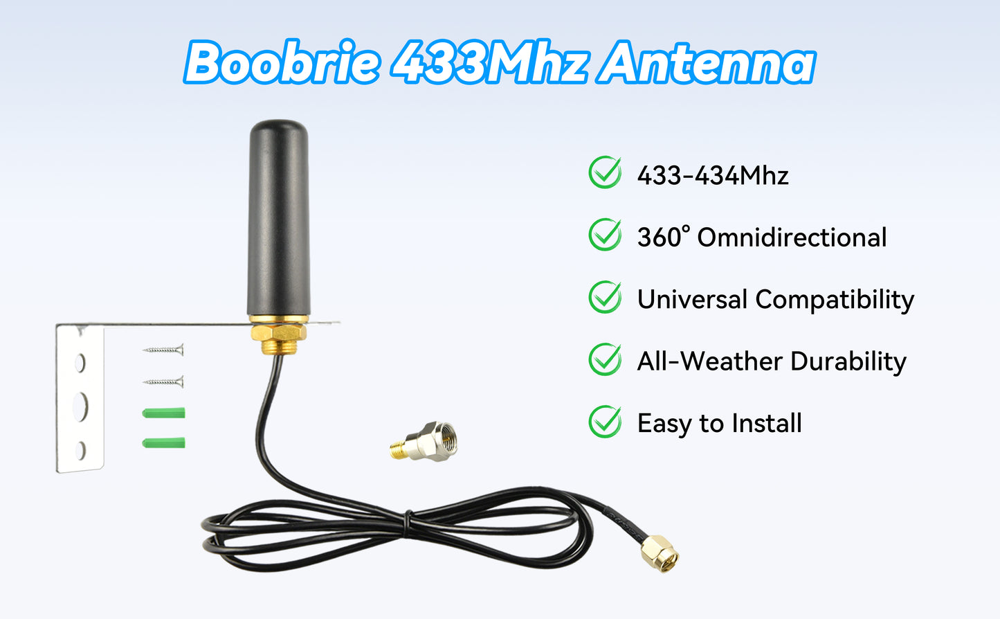 Boobrie Indoor Outdoor Omnidirectional Antenna 5dBi Gain SMA Male 1m/3.28ft Low-loss Cable
